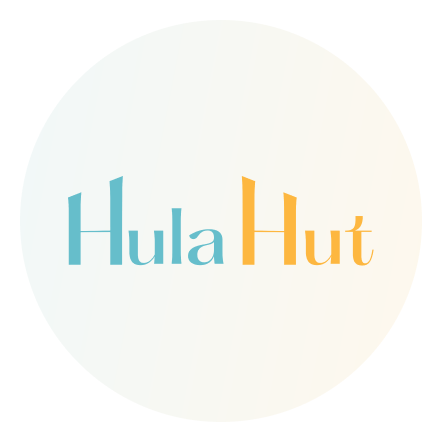 A circle with the words hula hut written in it.
